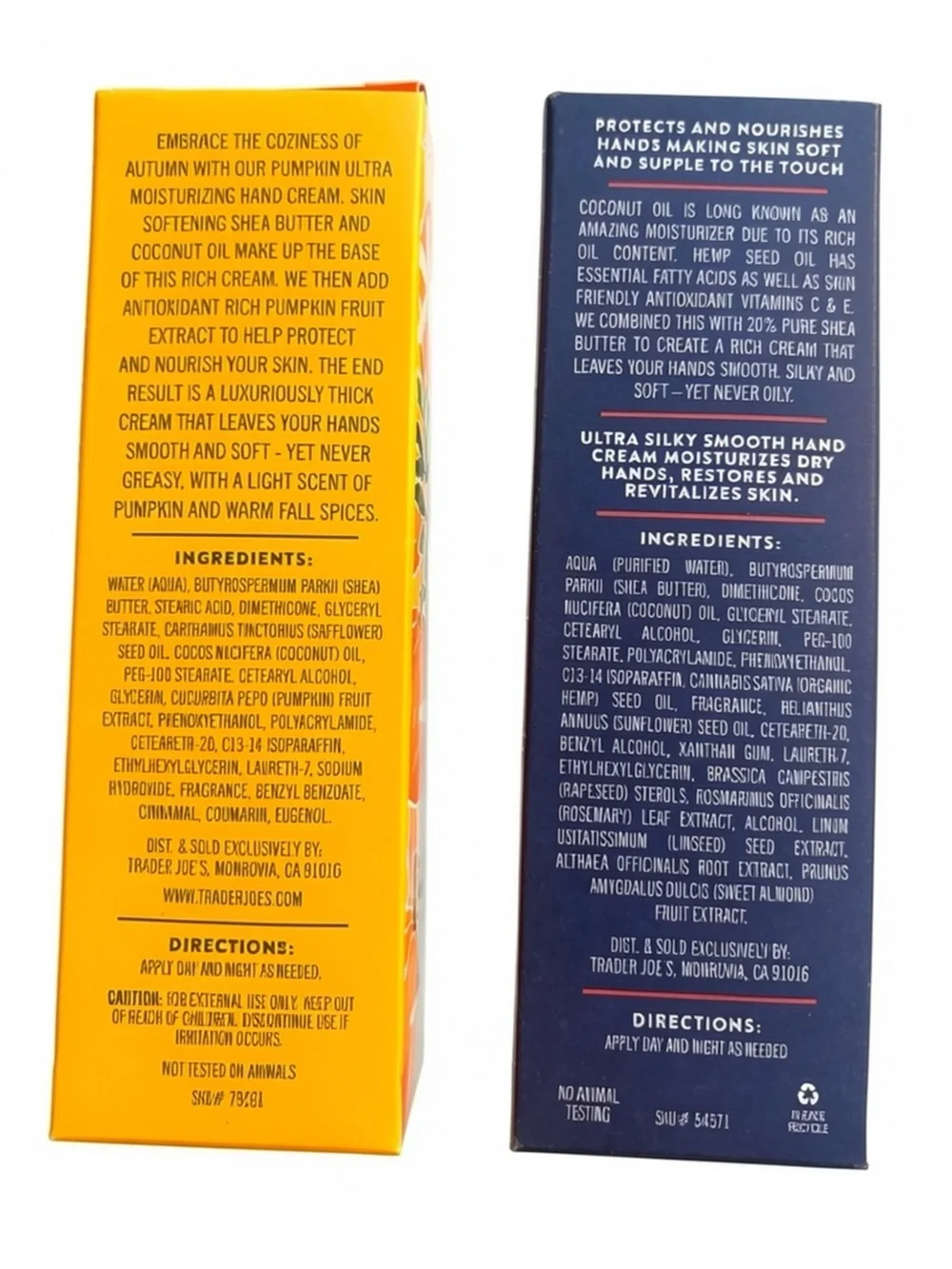 NIB Trader Joe’s Limited Edition Ultra Moisturizing Hand Cream Set Pumpkin Duo